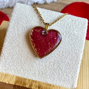 Eclat - Collier - Coeur en pétale de rose (Doré) - Personnalisable