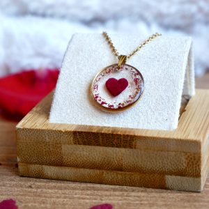 Valentine - Collier - Coeur en pétale de rose (Doré)