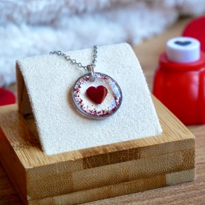 Valentine - Collier - Coeur en pétale de rose (Argenté)